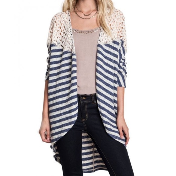 UMGEE WOMEN'S STRIPED KIMONO SWEATER - Picture 1 of 16